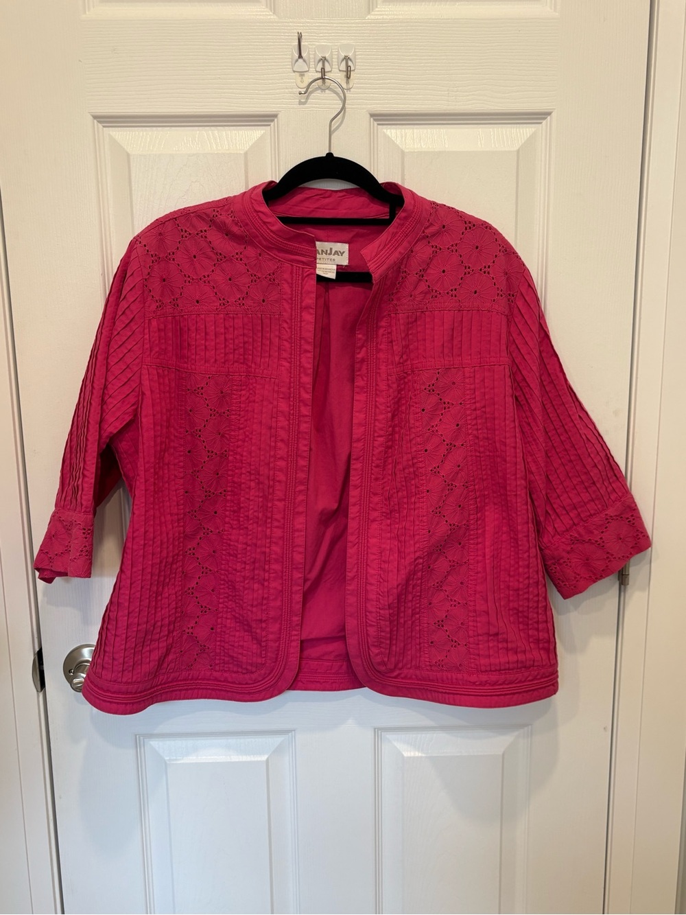 TanJay Pink Eyelet Knit Open-Front Cardigan